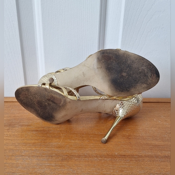 Guess Snake print heels leather strappy cutout stiletto classy sexy evening Y2K - Picture 10 of 12